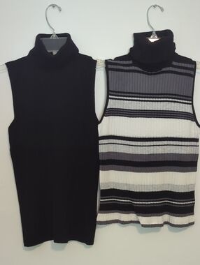 Express - 2 Sleeveless Ribbed Turtlenecks Size M